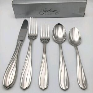 Gorham Flora Frost 5 Piece Place Set Stainless Flatware Indonesia New Old Stock